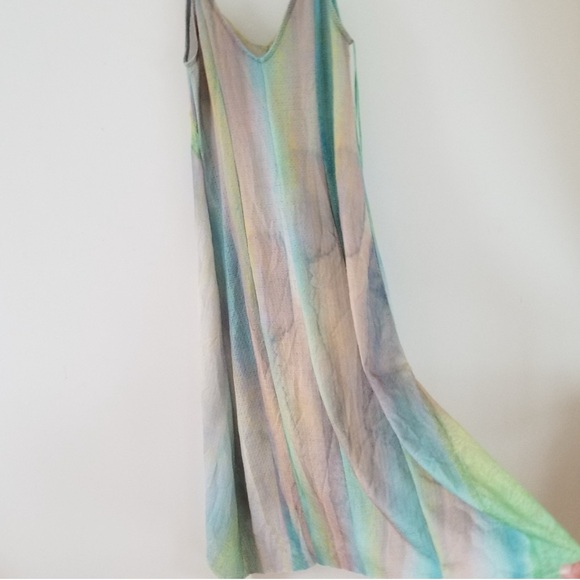 Zara Long Strappy Sea Green Lace Trimmed Dress - Picture 10 of 11